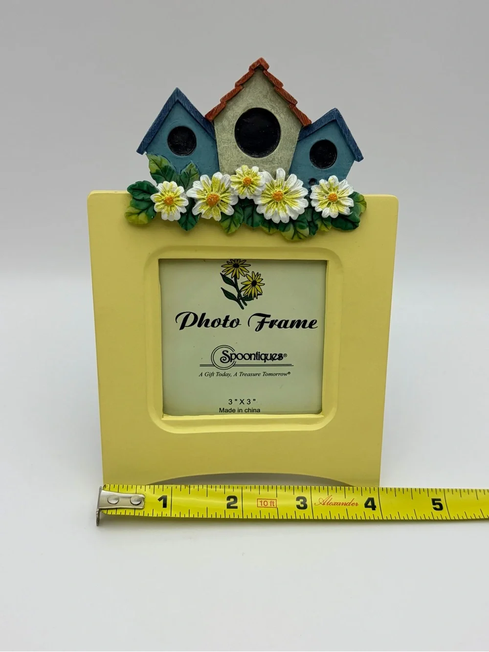 Spoontiques 3D Birdhouses & Daisies Resin Photo Picture Desk Frame 3x3